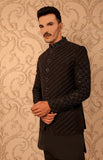 Black Color Masoori Hand-Embroidered Prince Coat For Men