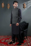 Dark Grey Color Suiting Silk Festive Waistcoats For Men