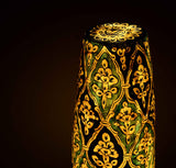 Exquisite Blue Multani Kashi Tube Shaped Camel Skin Lamp with Naqashi Art