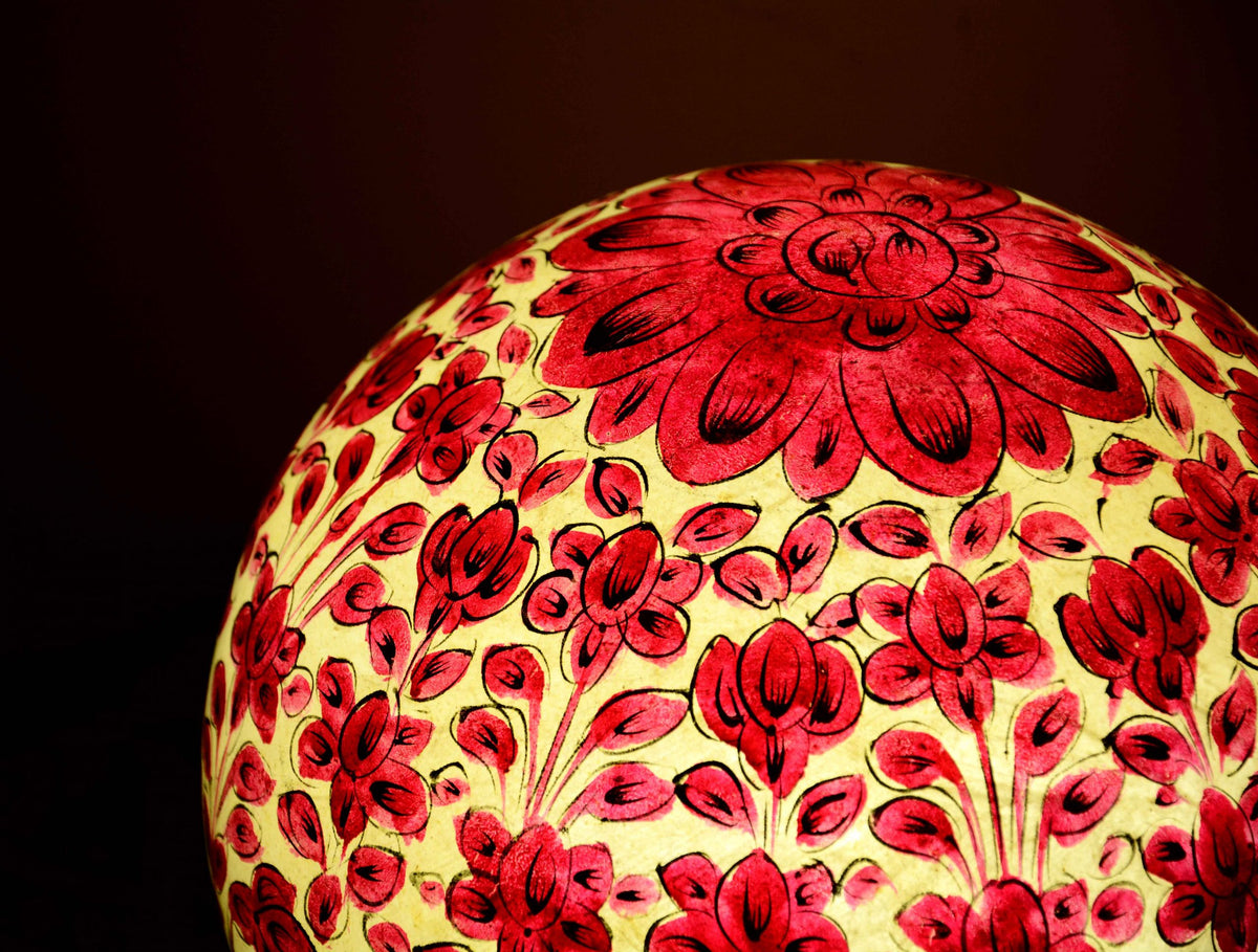 Pomegranate Red Round Shaped Camel Skin Lamp