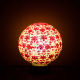 Pomegranate Red Round Shaped Camel Skin Lamp