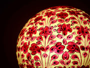 Pomegranate Red Round Shaped Camel Skin Lamp