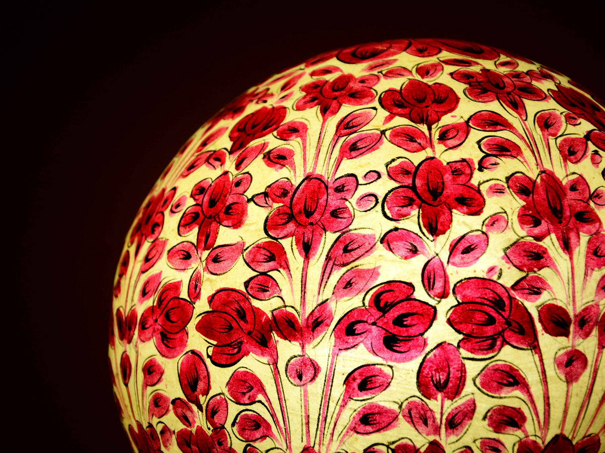 Pomegranate Red Round Shaped Camel Skin Lamp