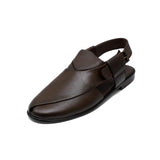 Dark Brown Color Mild Leather Peshawari Sandals For Men