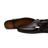 Dark Brown Color Mild Leather Peshawari Sandals For Men