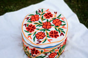 Multi-Color Orange Flower Namda Embroidered Hotpot