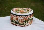 Multi-Color Brown Flower Namda Embroidered Hotpot