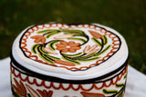 Multi-Color Brown Flower Namda Embroidered Hotpot