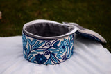 Multi-Coloured Blue Flower Namda Embroidered Hotpot