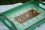 Swati Art Hand-Painted Pistachio Green Wooden Tray