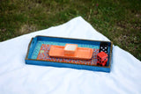Blue Inked Swati Art Hand-Painted Rectangular Wooden Tray