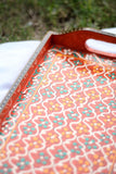 Orange Swati art hand painted rectangular tray