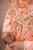 Peach Linen Screen Printed Suit For Women