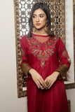 Embroidered Raw Silk Frock For Women