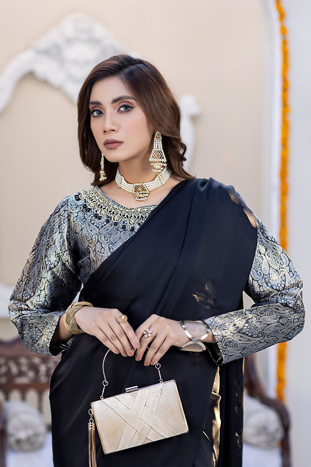 Embroidered Silk Sari For Women