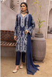 Blue Mirror Embroidered Linen Suit For Women