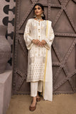 Off-White Mirror Embroidered Linen Suit For Women