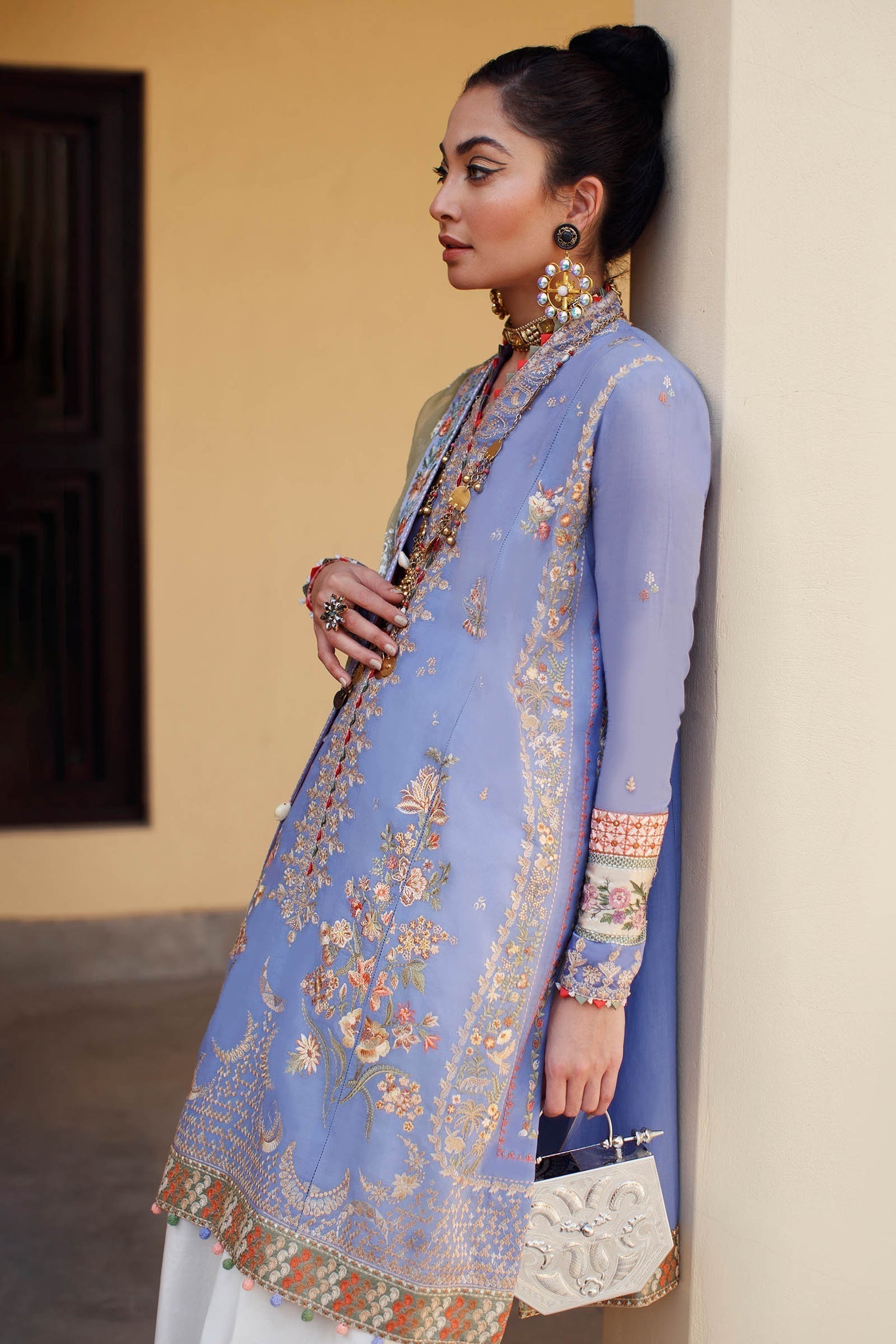 Zenel Lavender Color Harmony Embroidered Unstitched Suit For Women