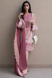 Deep Garnet Pink Lawn Intricate Florals Embroidered Unstitched Suit/Dress For Women