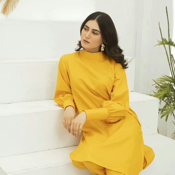 Solid Yellow 2 Piece Dress for Women