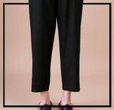 Black Unstitched Cambric Trouser For Women