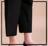 Black Unstitched Cambric Trouser For Women