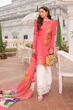 Hot Pink Floral Embroidered Three Pieces Unstitched Suit For Women