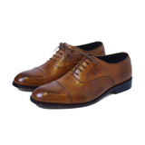 Mustard Color Calf Leather Hand-Crafted Gentleman Shoes For Men