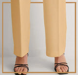 Khaki Unstitched Cambric Trouser For Women