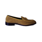 Golden Color Soft Suede Hand-Crafted Minimalist Shoes/Loafers For Men
