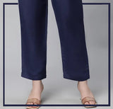 Navy Blue Unstitched Cambric Trouser For Women