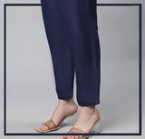 Navy Blue Unstitched Cambric Trouser For Women