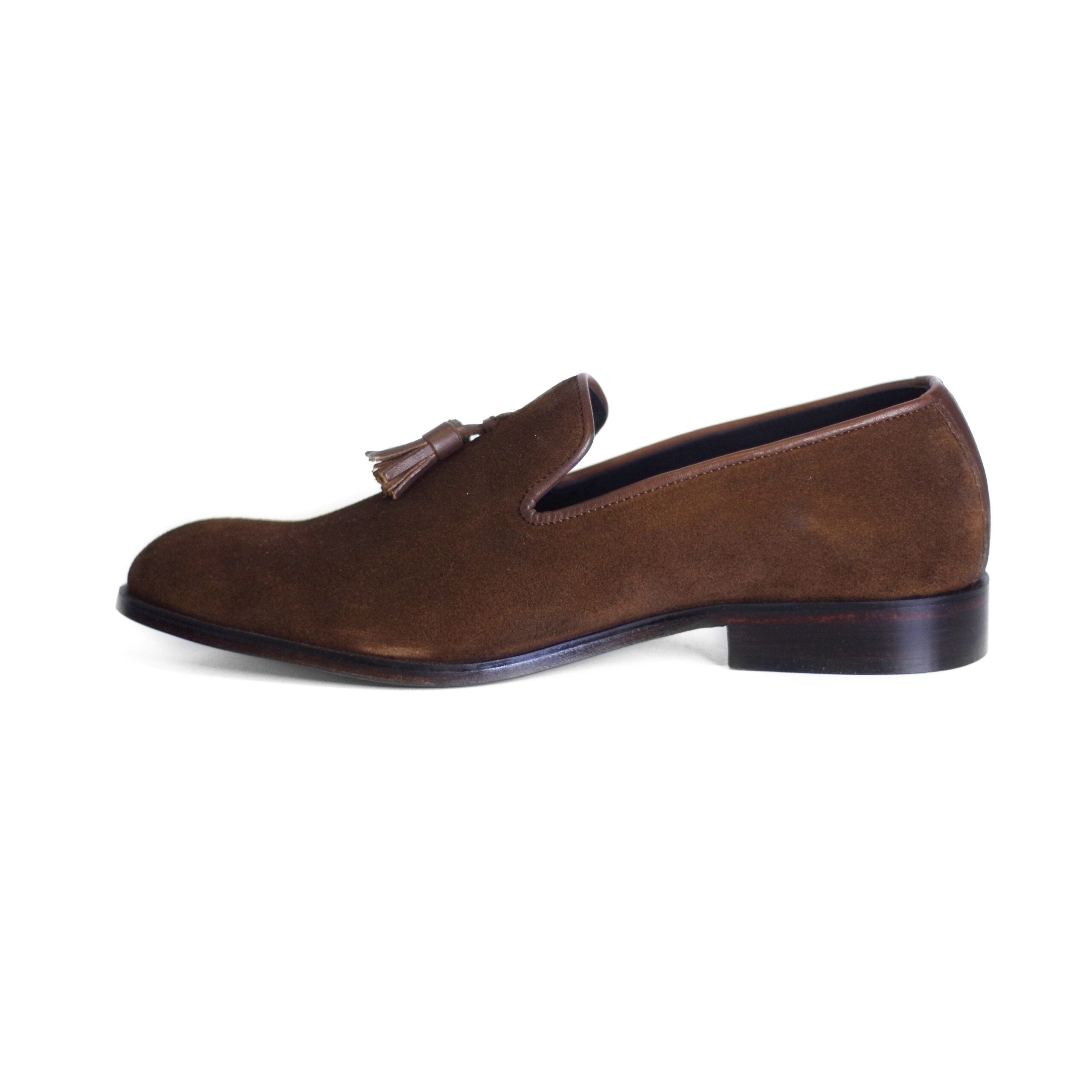 Brown With Tassels & Luxurious Suede Hand-Crafted Philosopher Shoes/Loafers For Men