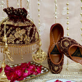 Velvet Potli Shah Jehan Maroon Batwa/Bag For Bridal