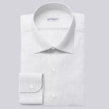 White Self-Design Fabric/Stitched Shirt For Men