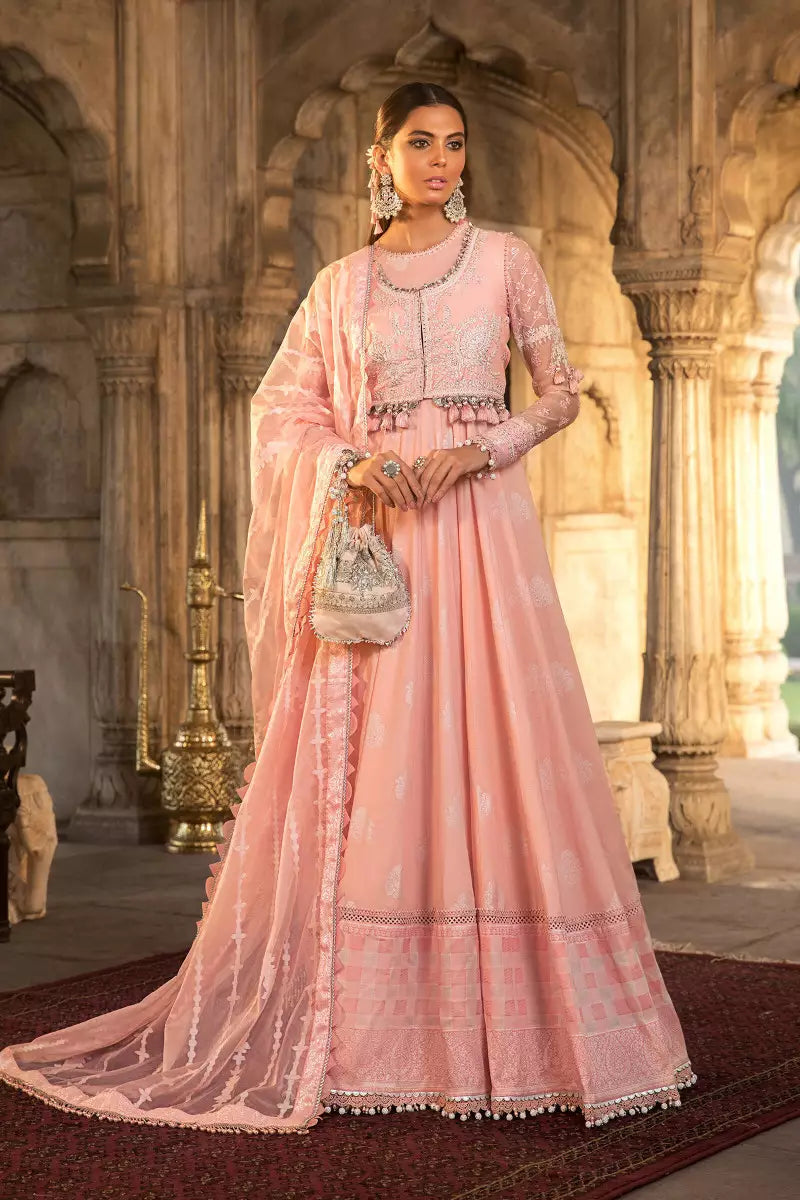 Light Pink Color Ghera Embroidered Unstitched Suit For Women