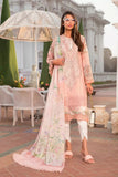 Pink Floral Printed Embroidered Unstitched Suit For Women