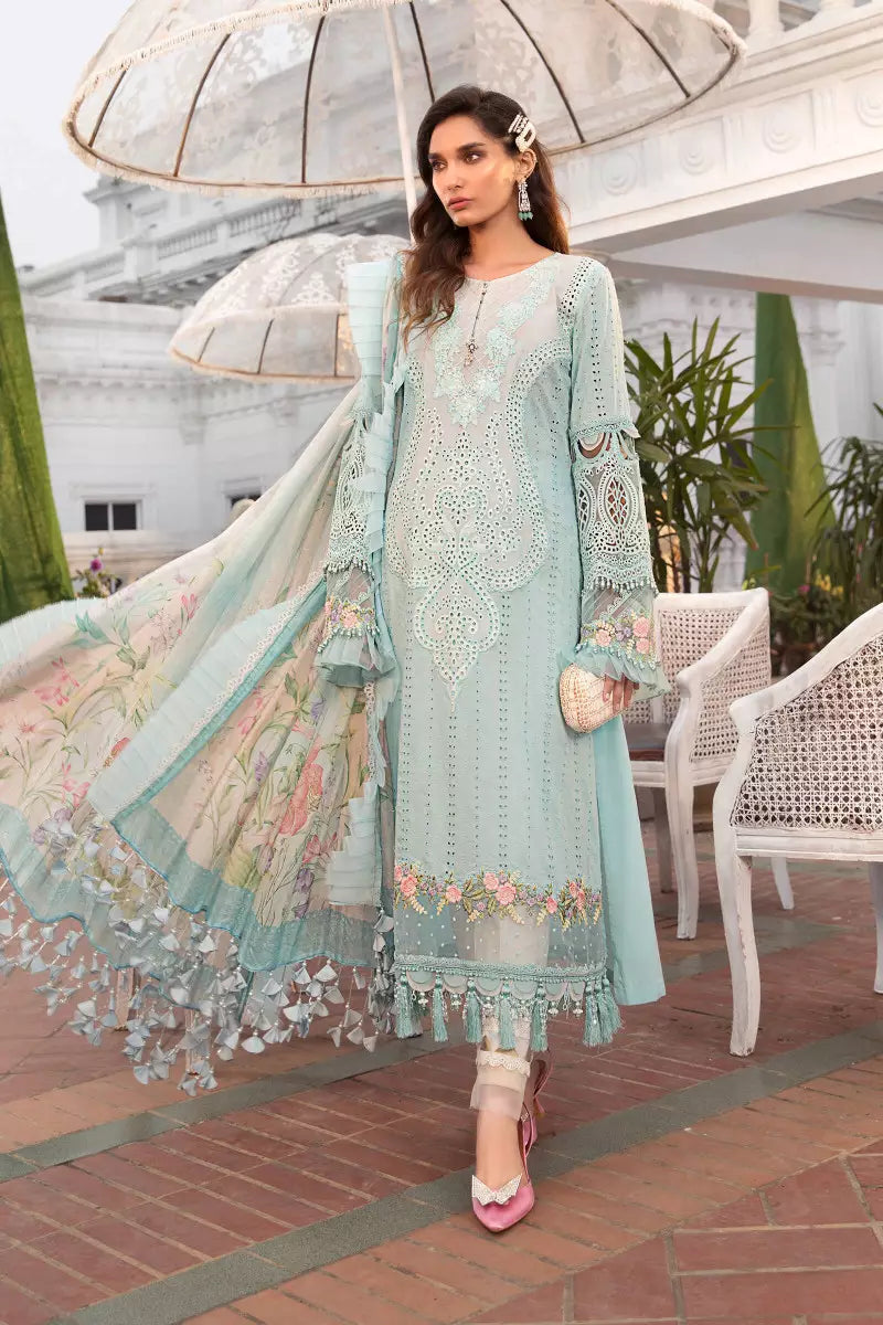 Organza Lawn Ghera Embroidered Unstitched Suit For Women